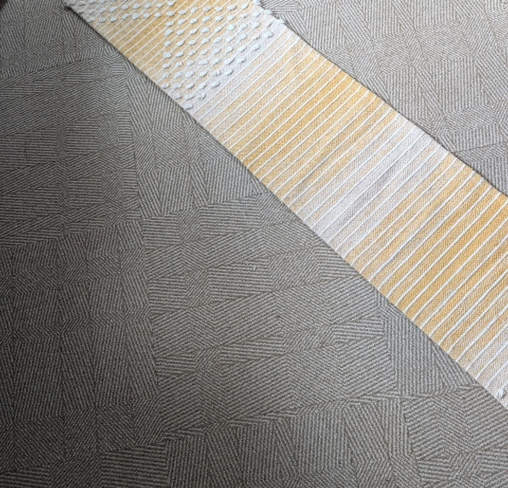 ☀️ Cotton Runner - Table Or Rug - Sunny Ombre Yellow Cream Tan Stripe Diamond